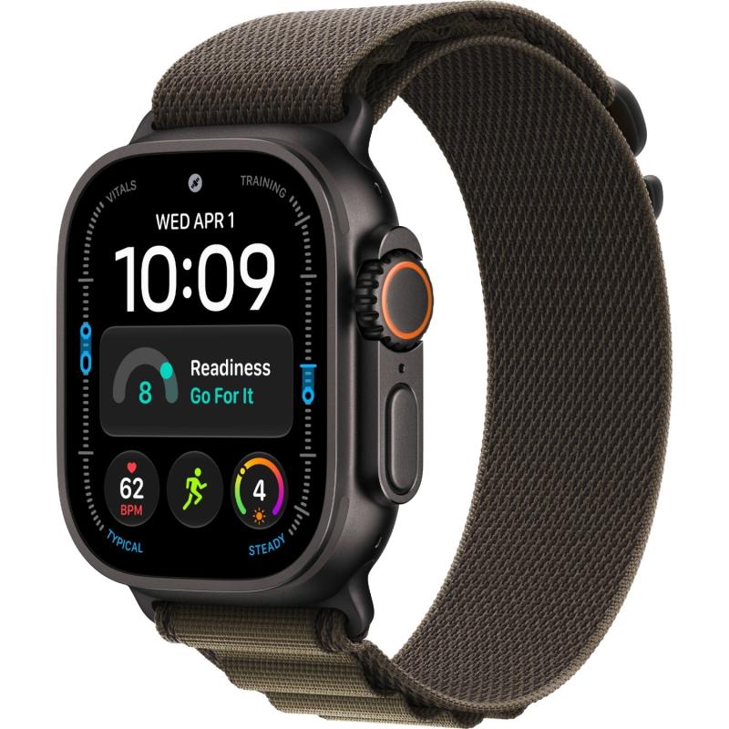 Apple Watch Ultra 4 49 mm Black Titanium Case with Dark olive Alpine Loop M