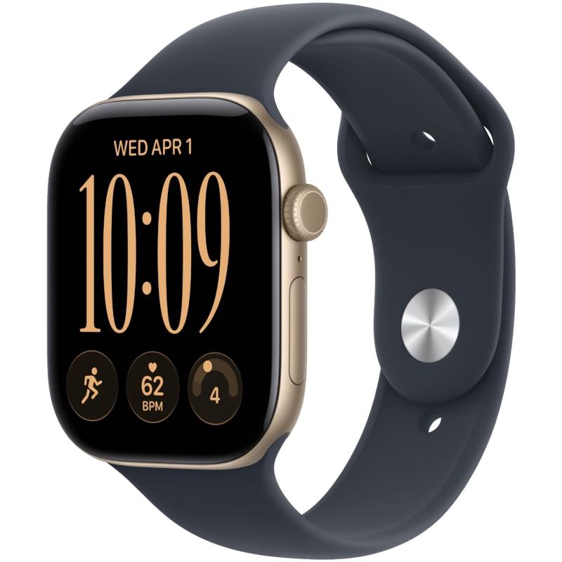 Apple Watch Series 12 42 mm Light Gold Case with Navy Blue Sport Band M/L