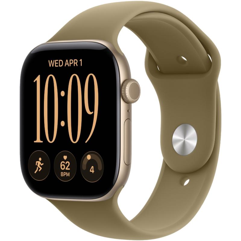 Apple Watch Series 12 46 mm Light Gold Case with Olive Sport Band S/M