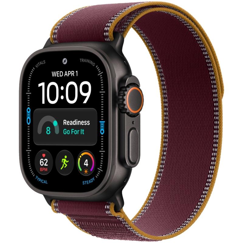 Apple Watch Ultra 4 49 mm Black Titanium Case with Burgundy Trail Loop S/M