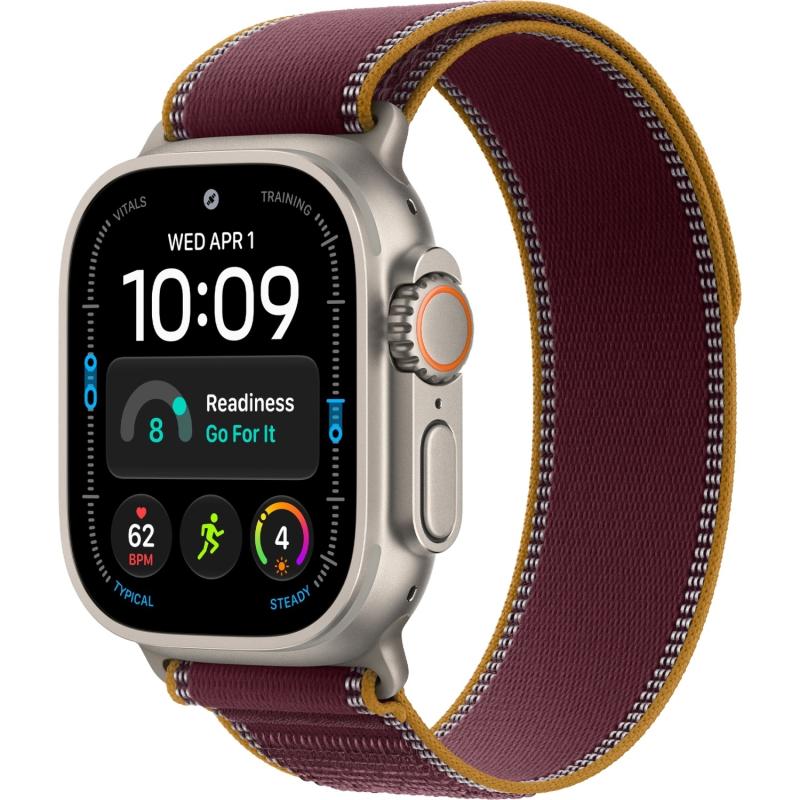 Apple Watch Ultra 4 49 mm Natural Titanium Case with Burgundy Trail Loop M/L