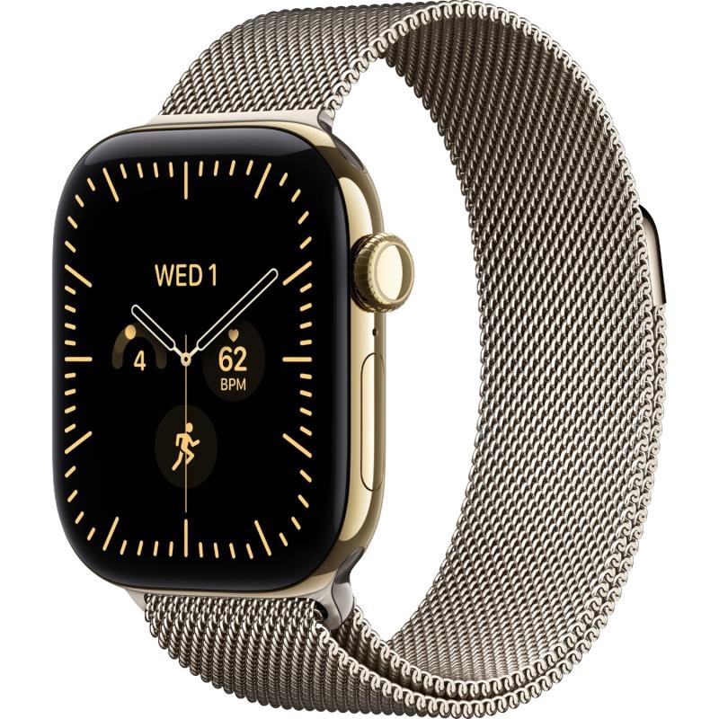Apple Watch S12 46 mm Radiant Gold Titanium Case with Natural Milanese Loop