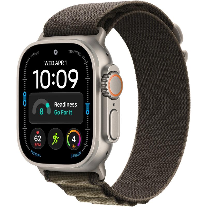 Apple Watch Ultra 4 49 mm Natural Titanium Case with Dark olive Alpine Loop M