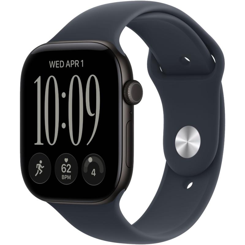 Apple Watch Series 12 46 mm Black Aluminum Case with Navy Blue Sport Band M/L