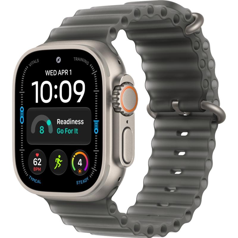Apple Watch Ultra 4 49 mm Natural Titanium Case with Translucent Black Ocean Band S