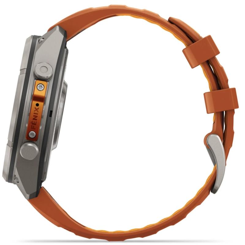 Смарт-часы Garmin Fenix 9 Pro 47mm Amoled (010-04336-01) Titanium with Autumn Orange/Spark Orange Silicone Band