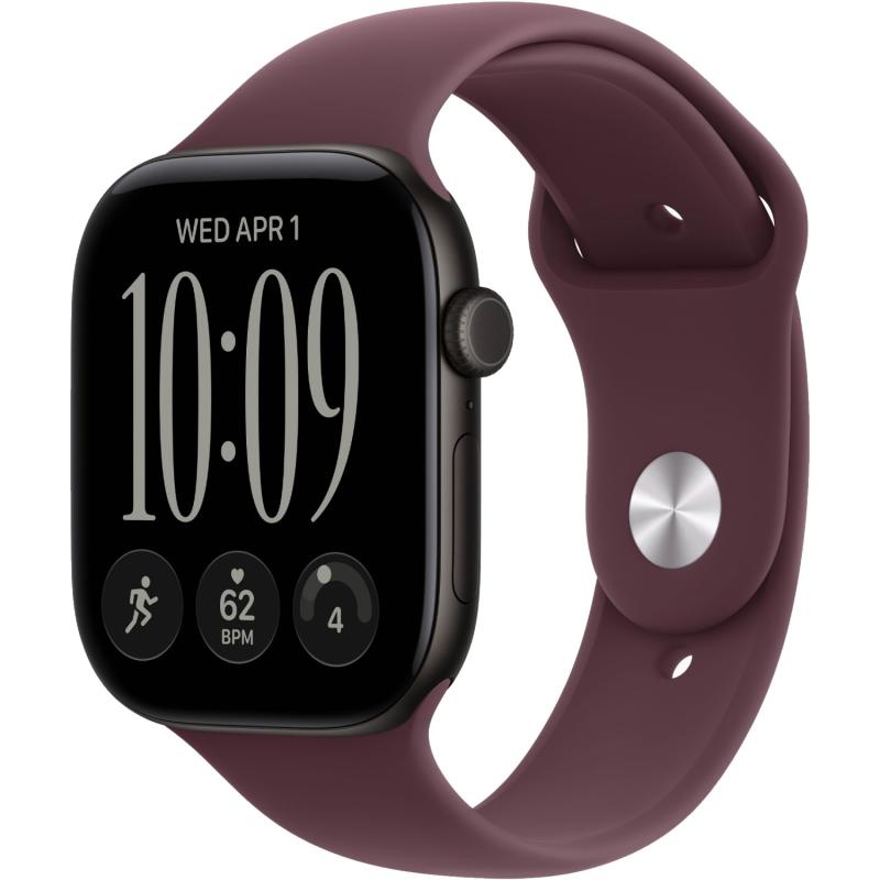 Apple Watch Series 12 42 mm Black Aluminum Case with Burgundy Sport Band S/M