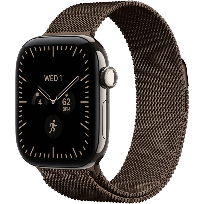 Apple Watch S12 42 mm Natural Titanium Case with Dark Bronze Milanese Loop