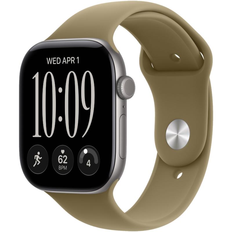 Apple Watch Series 12 42 mm Space Gray Case with Olive Sport Band S/M