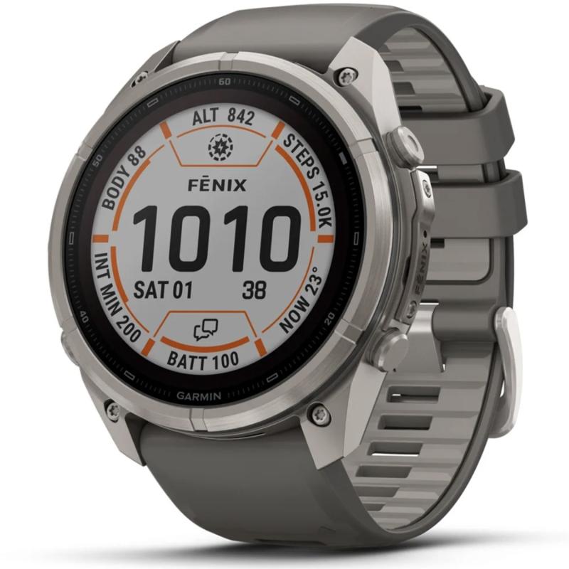 Смарт-часы Garmin Fenix 9 Pro 51 mm Solar Titanium with Pebble Gray/Silver Gray Silicone Band