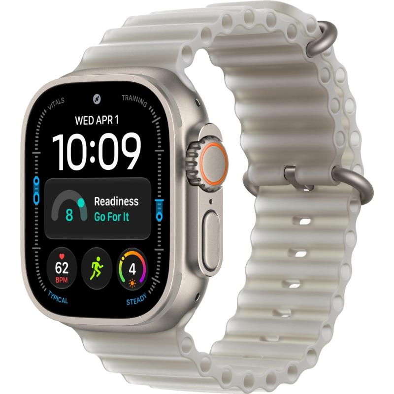 Apple Watch Ultra 4 49 mm Natural Titanium Case with Translucent Gray Ocean Band M
