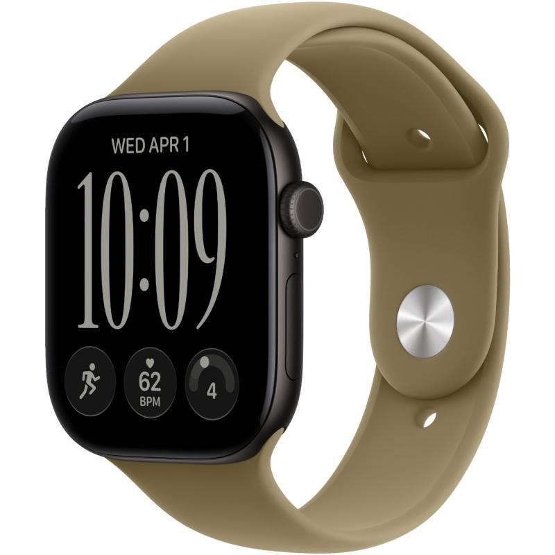 Apple Watch Series 12 46 mm Black Aluminum Case with Olive Sport Band M/L