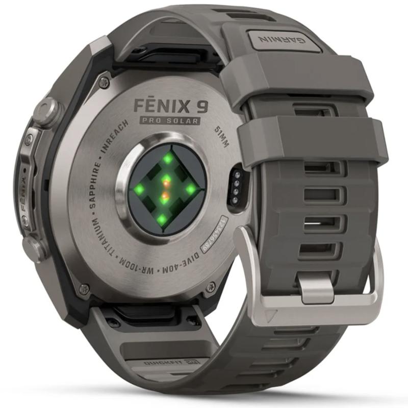 Смарт-часы Garmin Fenix 9 Pro 47 mm Solar Titanium with Pebble Gray/Silver Gray Silicone Band