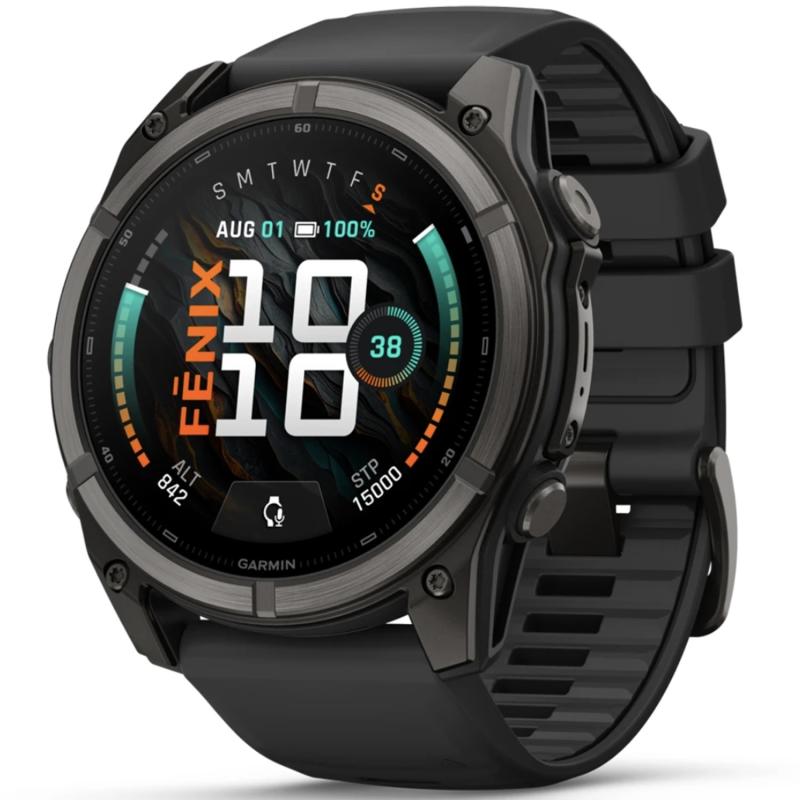 Смарт-часы Garmin Fenix 9 51 mm Amoled Carbon Gray DLC Titanium with Black Silicone Band
