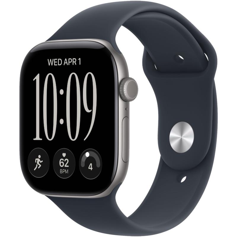 Apple Watch Series 12 42 mm Space Gray Case with Navy Blue Sport Band M/L