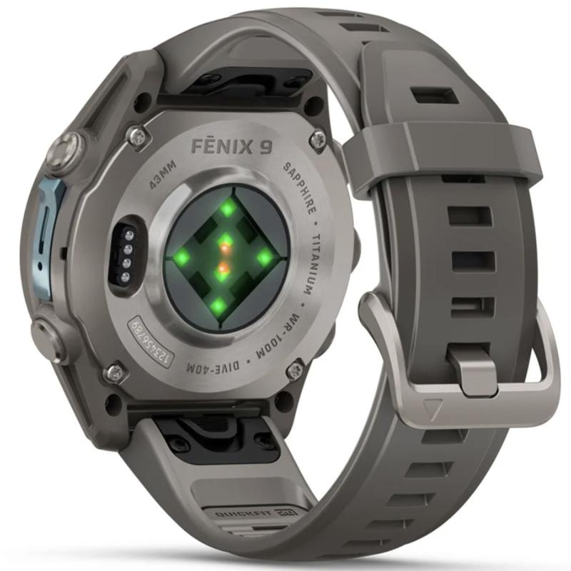 Смарт-часы Garmin Fenix 9  43 mm Amoled Titanium with Pebble Gray Silicone Band