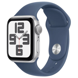 Часы Apple Watch SE (2024) GPS, 40mm Silver Aluminum Case with Denim Sport Band - S/M, фото №1