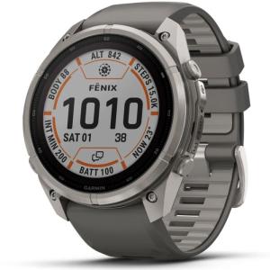 Смарт-часы Garmin Fenix 9 Pro 47 mm Solar Titanium with Pebble Gray/Silver Gray Silicone Band, фото №1
