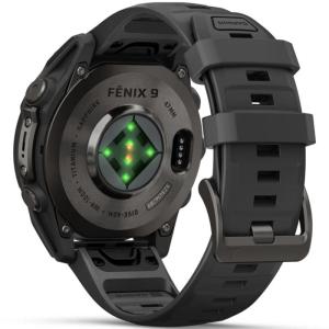 Смарт-часы Garmin Fenix 9 47 mm Amoled Carbon Gray DLC Titanium with Black Silicone Band, фото №2