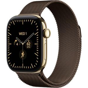 Apple Watch S12 42 mm Radiant Gold Titanium Case with Dark Bronze Milanese Loop, фото №1