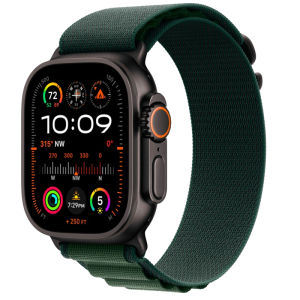 Часы Apple Watch Ultra 2 GPS + Cellular, 49mm Black Titanium Case with Dark Green Alpine Loop – Medium, фото №1