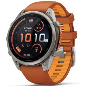 Смарт-часы Garmin Fenix 9 Pro 47mm Amoled (010-04336-01) Titanium with Autumn Orange/Spark Orange Silicone Band, фото №1