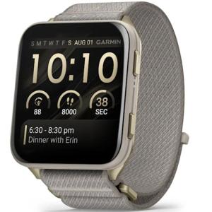 Смарт-часы Garmin Venu X1 Soft Gold Titanium Caseback and French Gray Nylon Band, фото №1