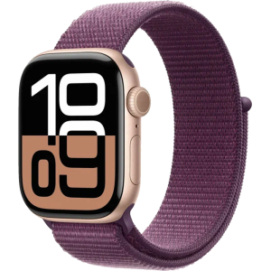 Часы Apple Watch Series 10 GPS, 42mm Rose Gold Aluminum Case with Plum Sport Loop, фото №1