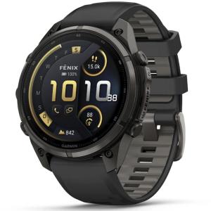Смарт-часы Garmin Fenix 9 Pro 47 mm Amoled Carbon Gray DLC Titanium with Black/Pebble Gray Silicone Band, фото №1