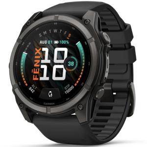 Смарт-часы Garmin Fenix 9 51 mm Amoled Carbon Gray DLC Titanium with Black Silicone Band, фото №1