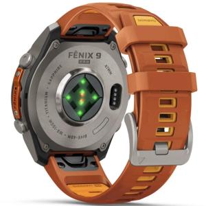 Смарт-часы Garmin Fenix 9 Pro 47mm Amoled (010-04336-01) Titanium with Autumn Orange/Spark Orange Silicone Band, фото №2
